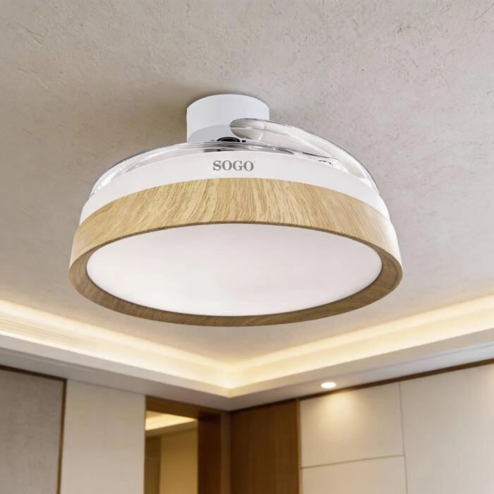 Ventilatore da soffitto 105cm con pale retrattili, motore DC 30W, 6 velocità, luce LED 40W, telecomando - SOGO