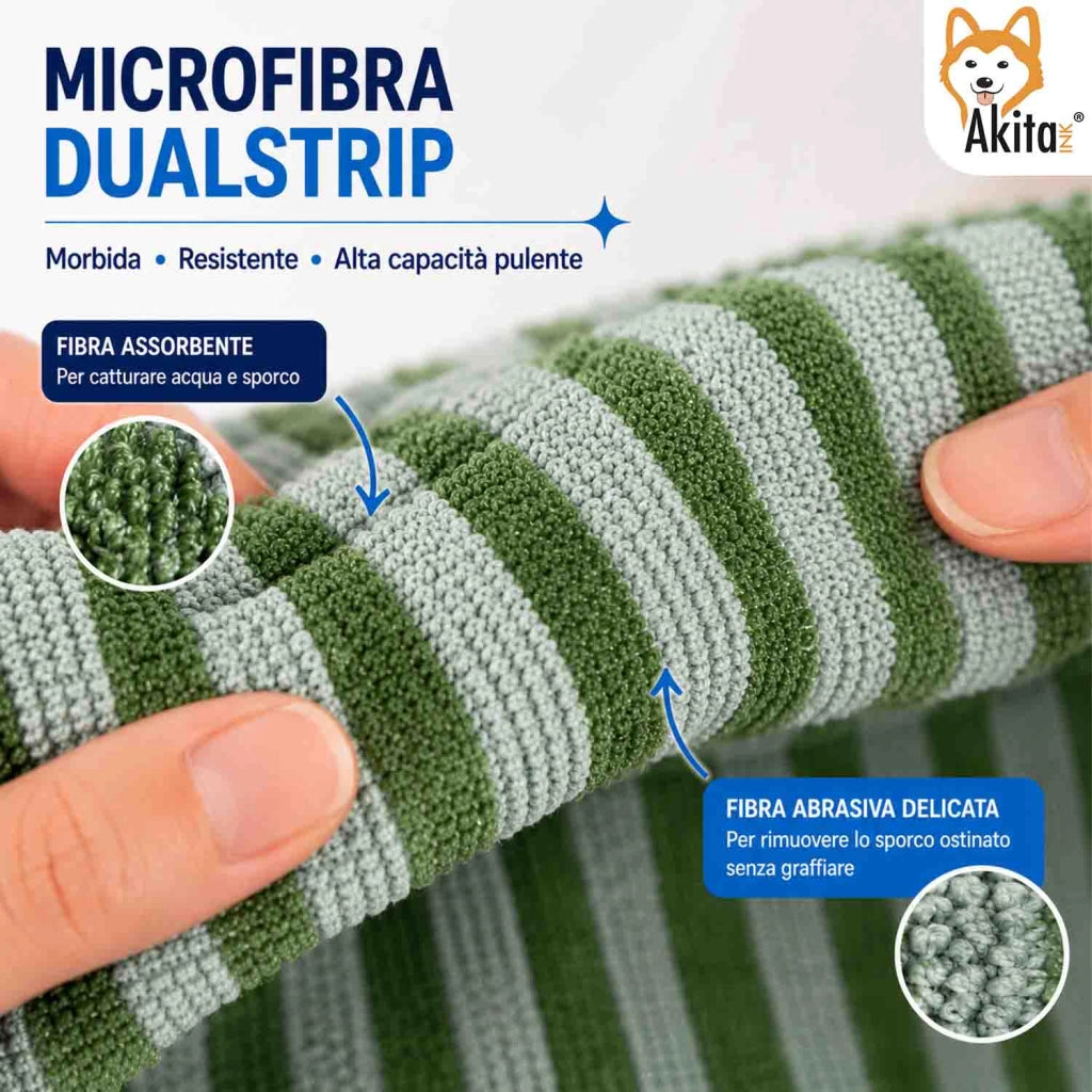 Akitaink 3 Panni Pavimenti Microfibra Dual Strip 50x70 cm