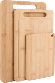 Set di 3 lame di legno di bambù - piastra da cucina 34 x 22 - 305 x 20 - 20 x 15 cm - piattini da colazione - lama per pane, carne e frutta