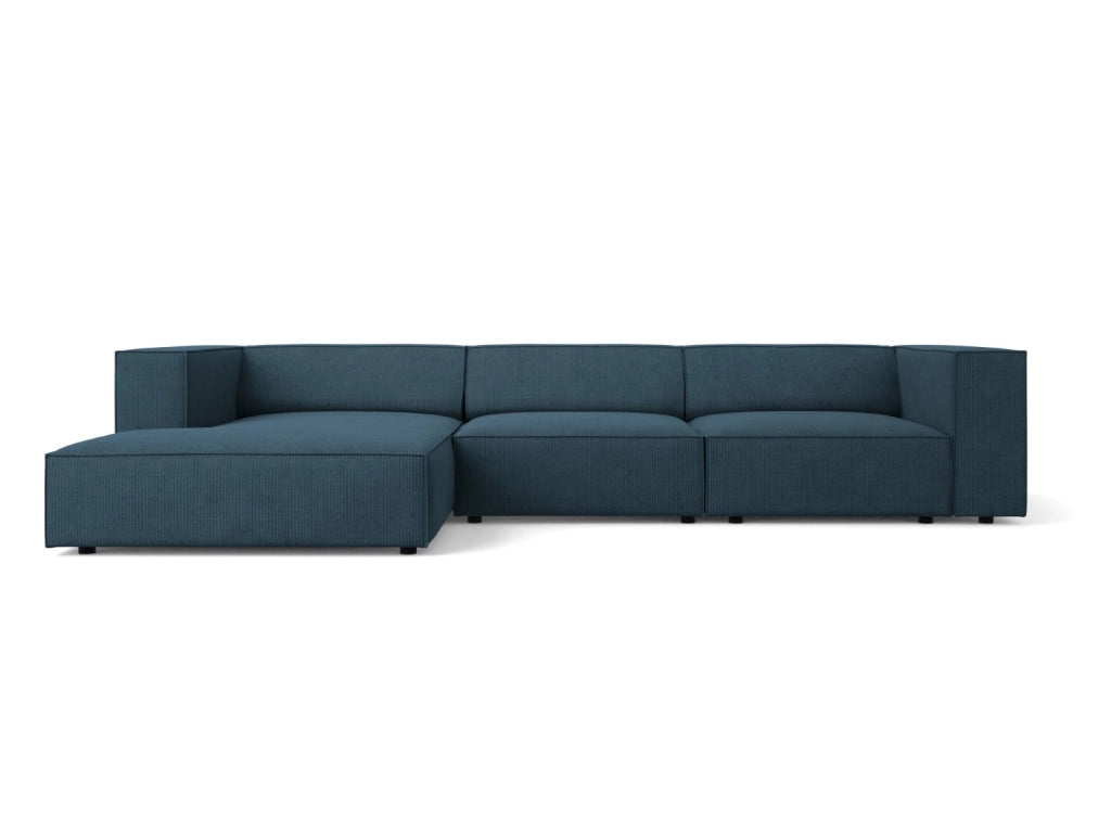 Cosmopolitan Design - Divano angolare sinistro "Arendal" 4 posti in ciniglia con effetto a coste blu scuro 