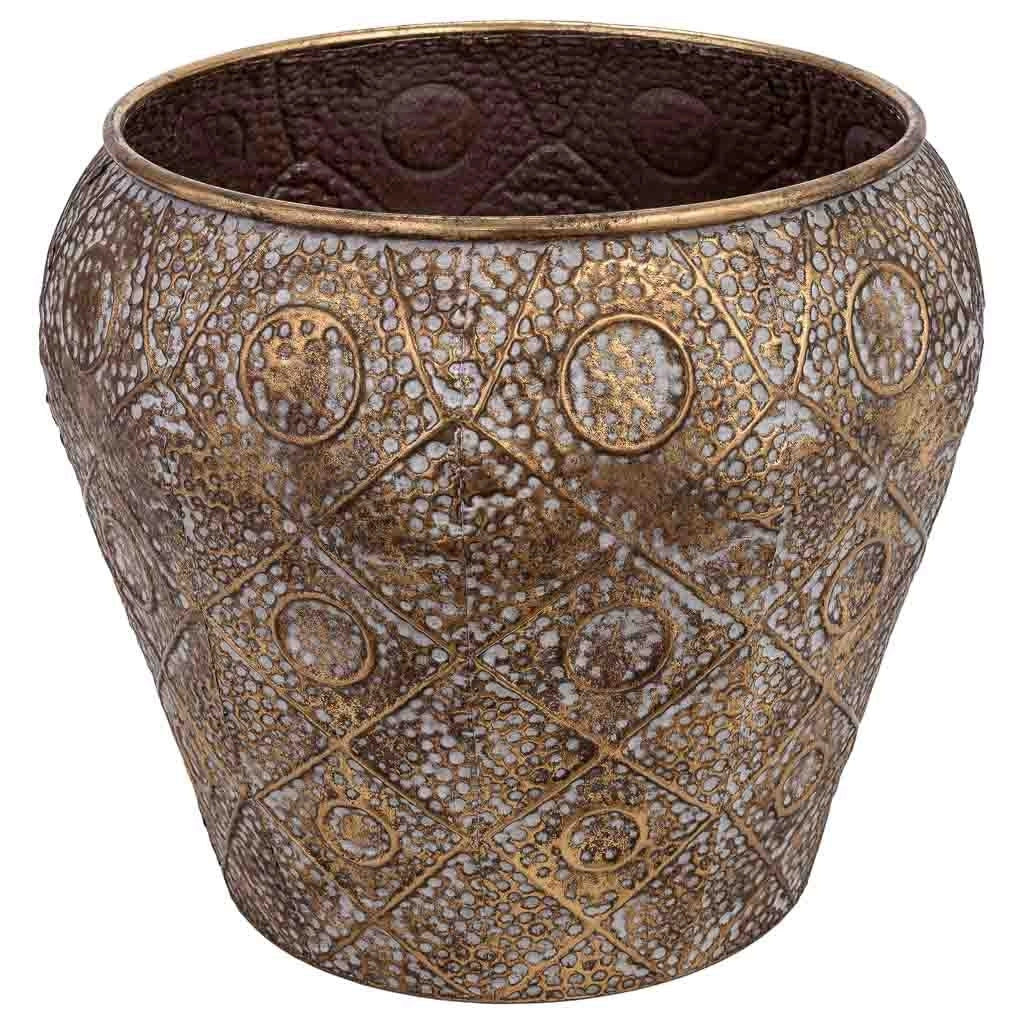Vaso da fiori in metallo dorato 46,5x46,5x41h cm