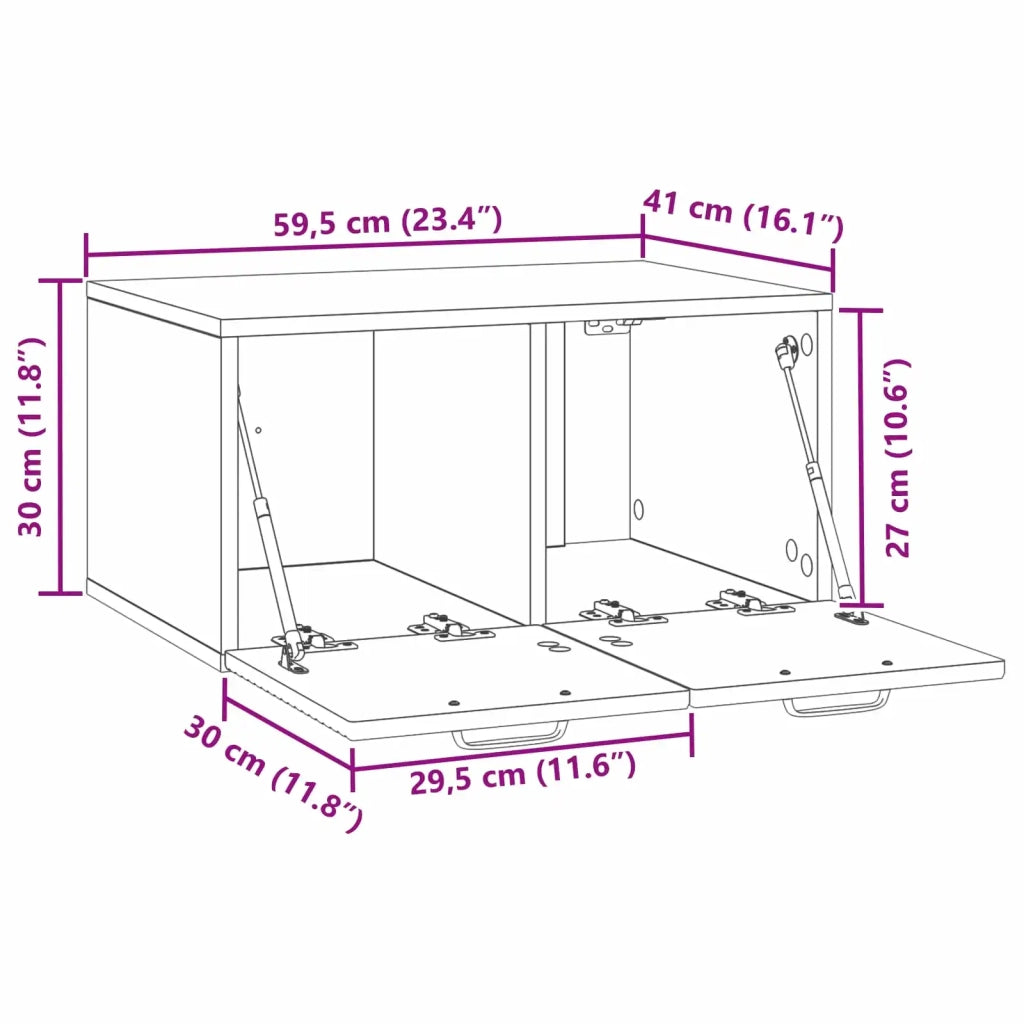 Mobile Porta TV da Muro Nero 59,5 x 41 x 30 cm 898676