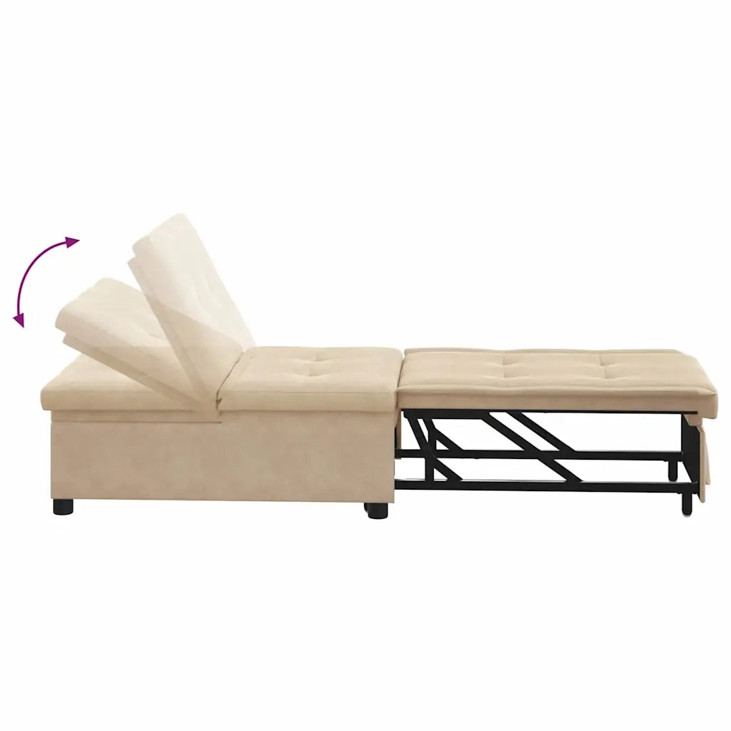 Divano Letto Estraibile Crema 194 x 67 x 82 cm Microfibra 42008611