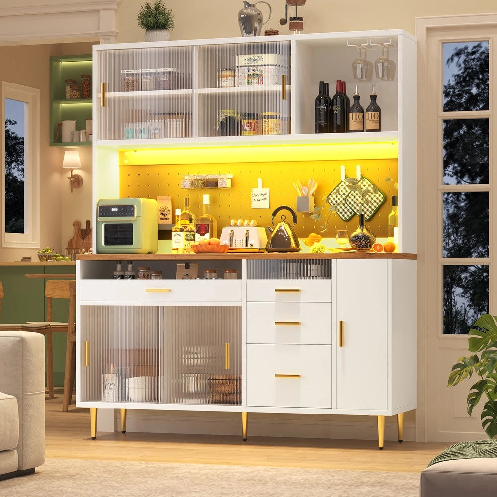 Armadio alto con LED e ripiani ¨C Minimal ¨C Bianco 145x39x171cm