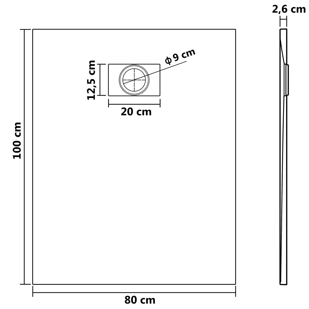 Piatto Doccia in SMC Nero 100x80 cm CFW6867179