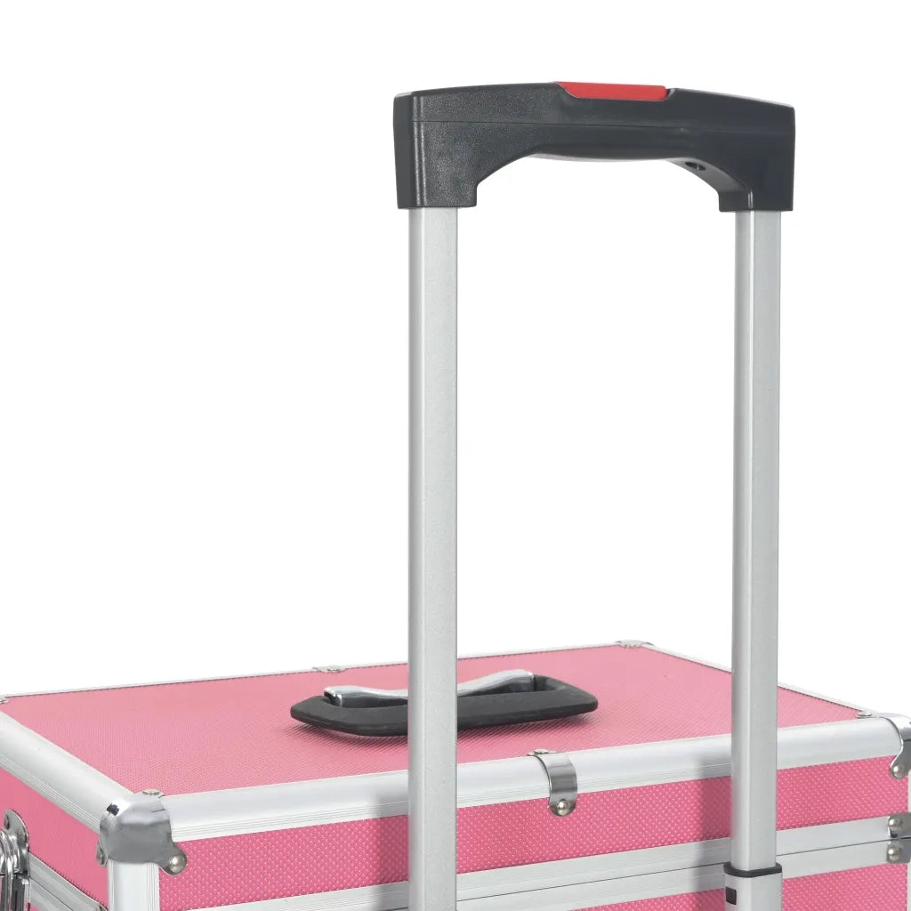 Valigia Trolley per Cosmetici in Alluminio Rosa 91813