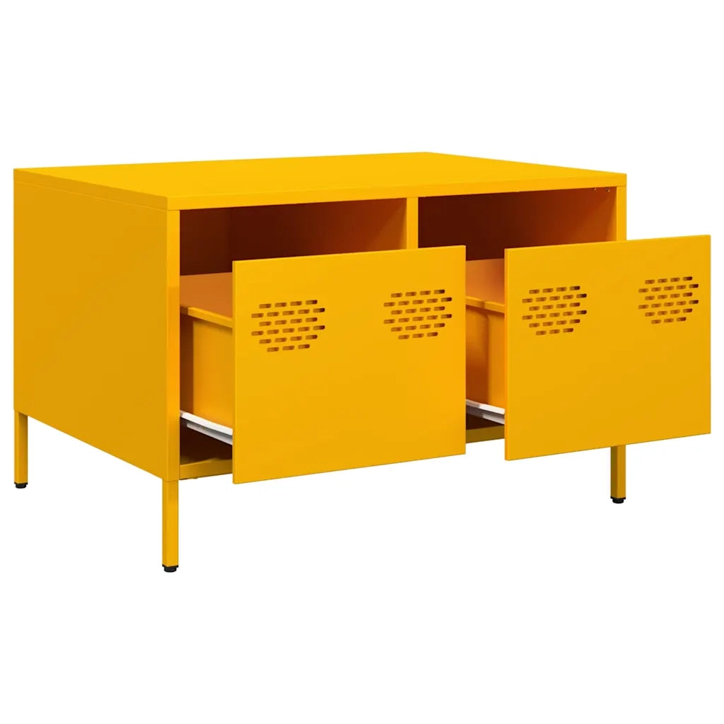 Mobile TV Giallo Senape 68x50x43,5 cm Acciaio Laminato a Freddo