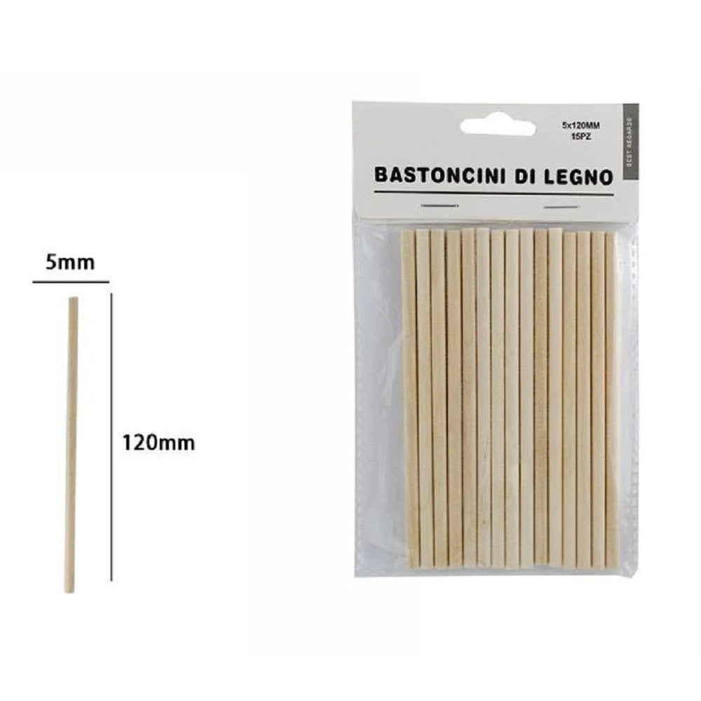Trade Shop - Set 15 Bastoncini In Legno Lavoretti Attività Creative Stecchette 5x120mm 53863a -