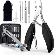 Kit per manicure e pedicure - Taglierini per unghie in acciaio inossidabile - Taglierini per unghie per unghie spesse e ingrossate - Kit per pedicure - Strumento per tagliare unghie - Nero