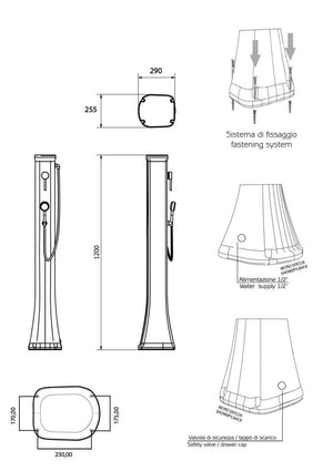 Mini Doccia Solare da Giardino Lavapiedi Miscelatore e Doccetta Mobile Arkema Happy Go Dove grey