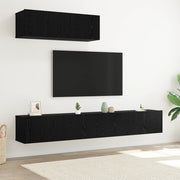 Set Mobile TV 3 Pezzi Montato a Parete Rovere Nero Legno Ingenerizzato