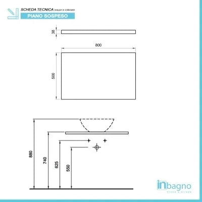 Mensolone bagno 80 cm grigio chiaro per lavabo da appoggio Master