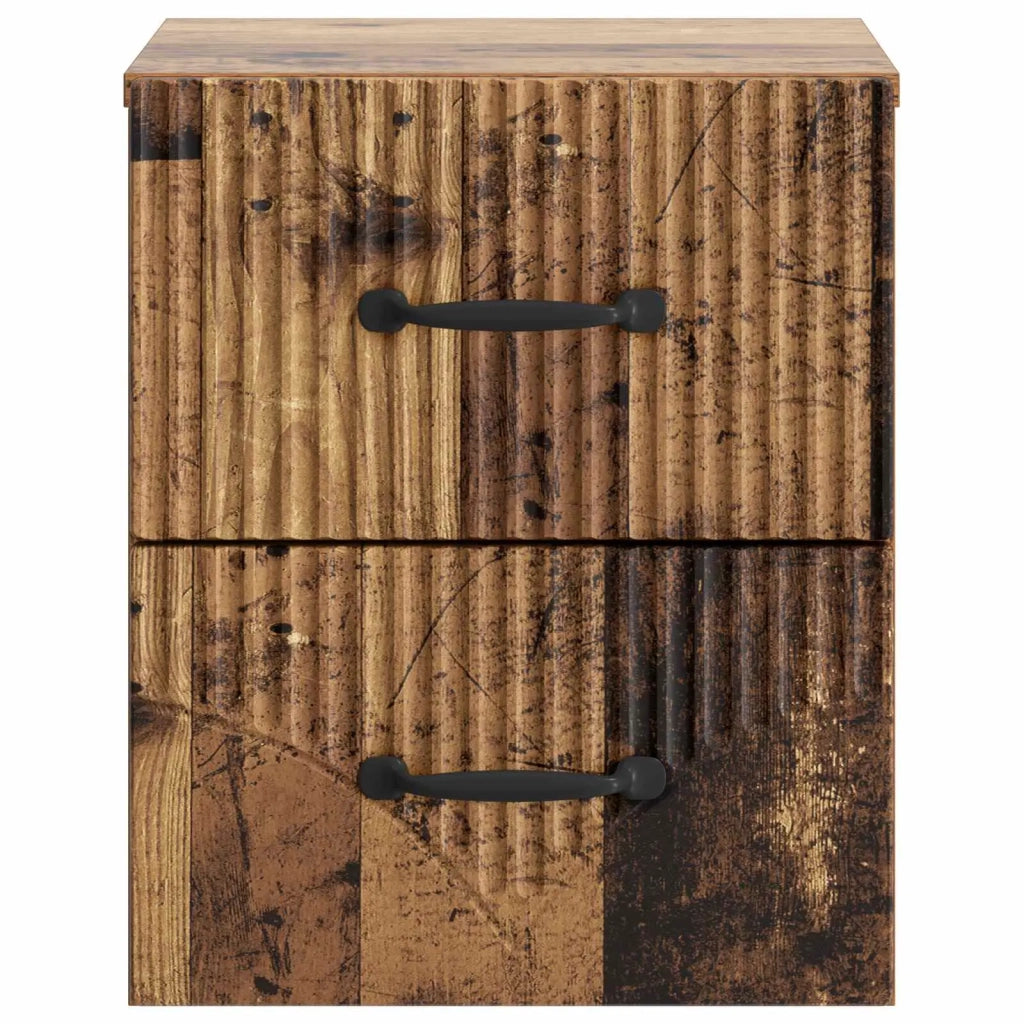Mobiletto da notte a muro 2 pcs Legno antico 34,5 x 33 x 40 cm 898992