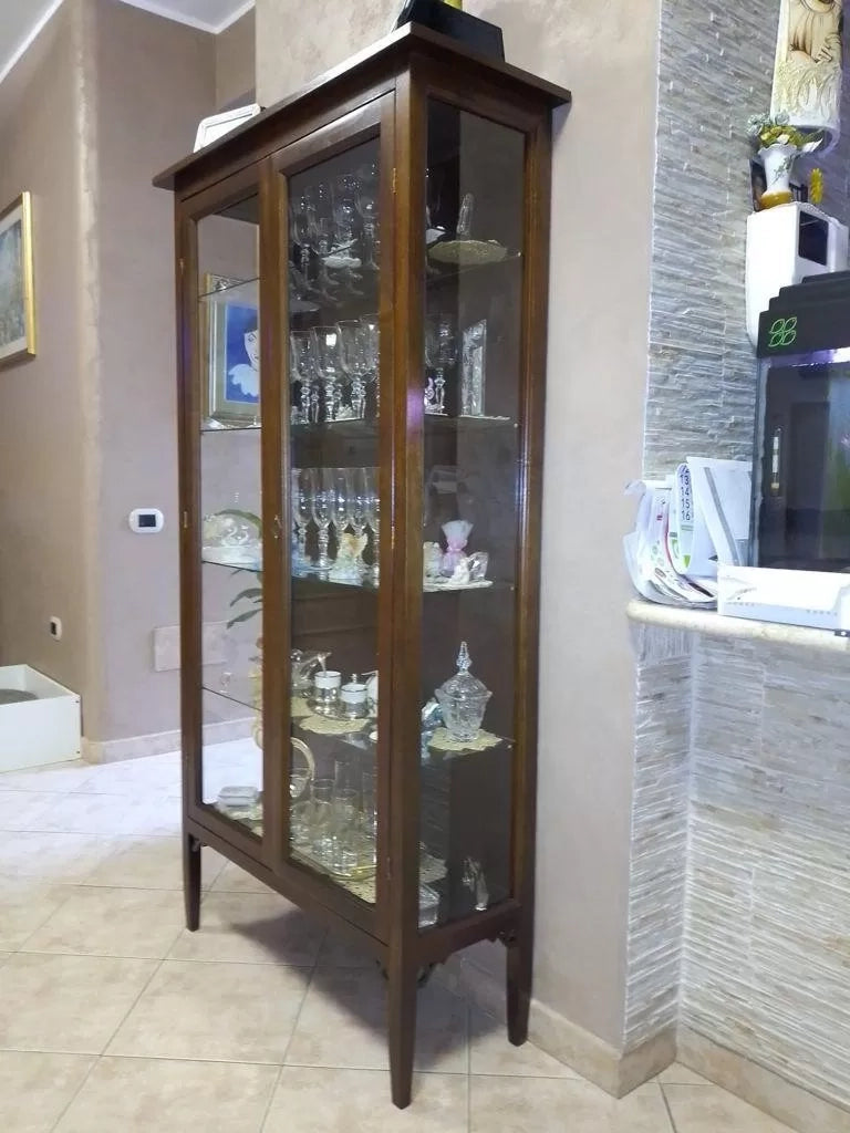 Vetrina arte povera color noce in legno l.89 p.34 h.170 (177) - Mobili 2G