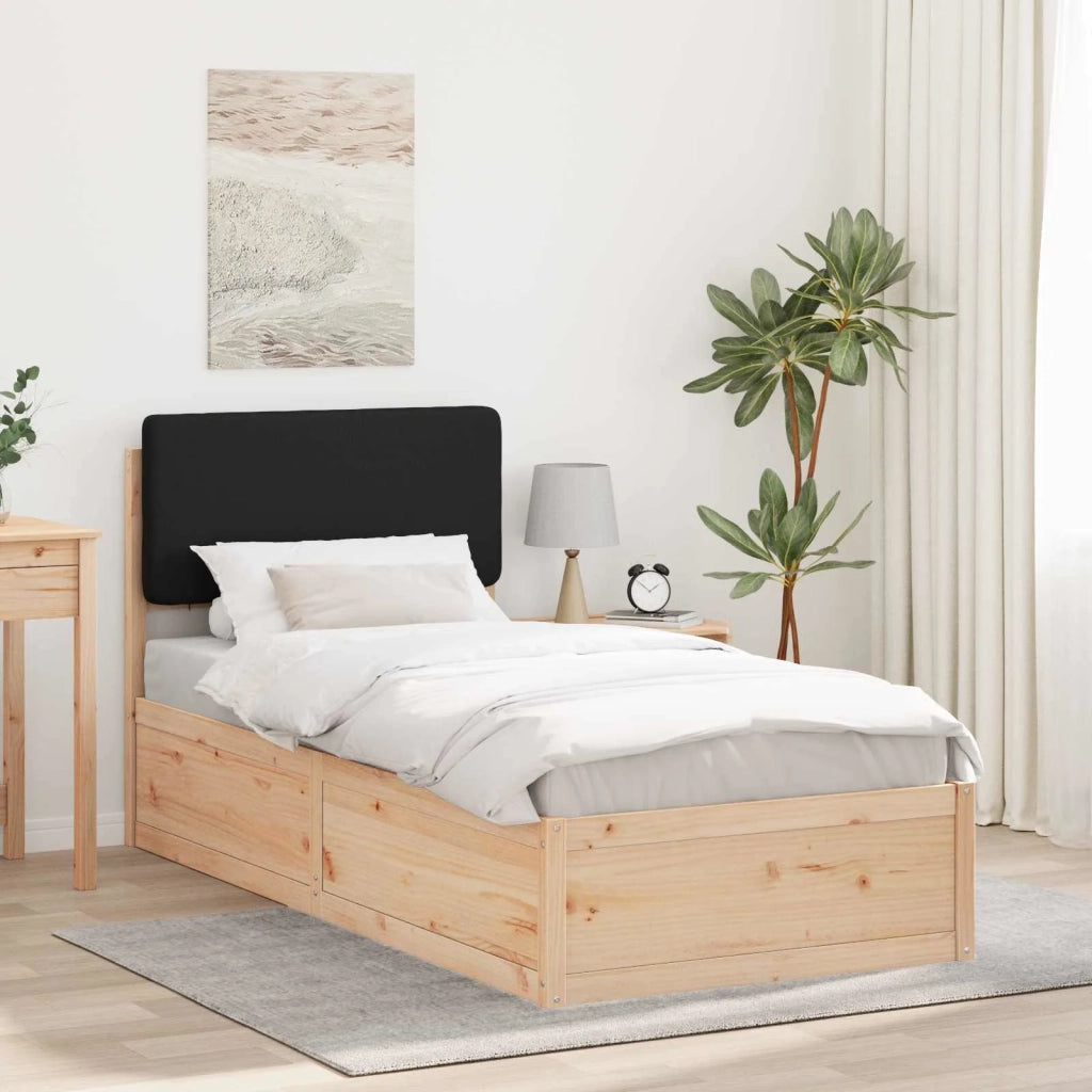 Letto con Testiera Rivestita Nero 80 x 200 cm Pino massello