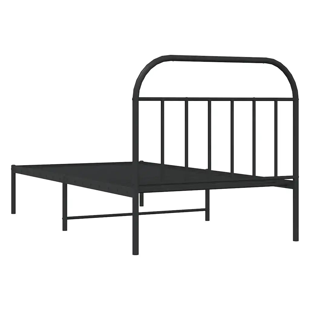 Letto singolo | Letto per adulti | Giroletto con Testiera in Metallo Nero 100x190 cm