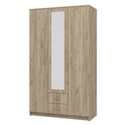 Armadio Camera da Letto Crati, Guardaroba 3 Ante Appendiabiti, 120x52 cm Marrone Rovere