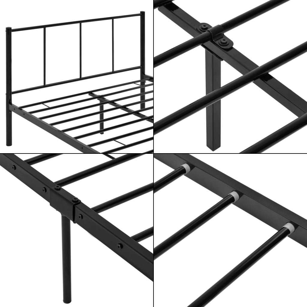 Letto 1 Piazza e Mezza Laos 120x200 cm con Testiera e Pediera - Acciaio Nero [en.casa]