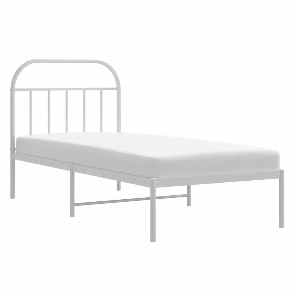 Giroletto con Testiera-Struttura Letto con testiera Metallo Bianco 90x190 cm 206719