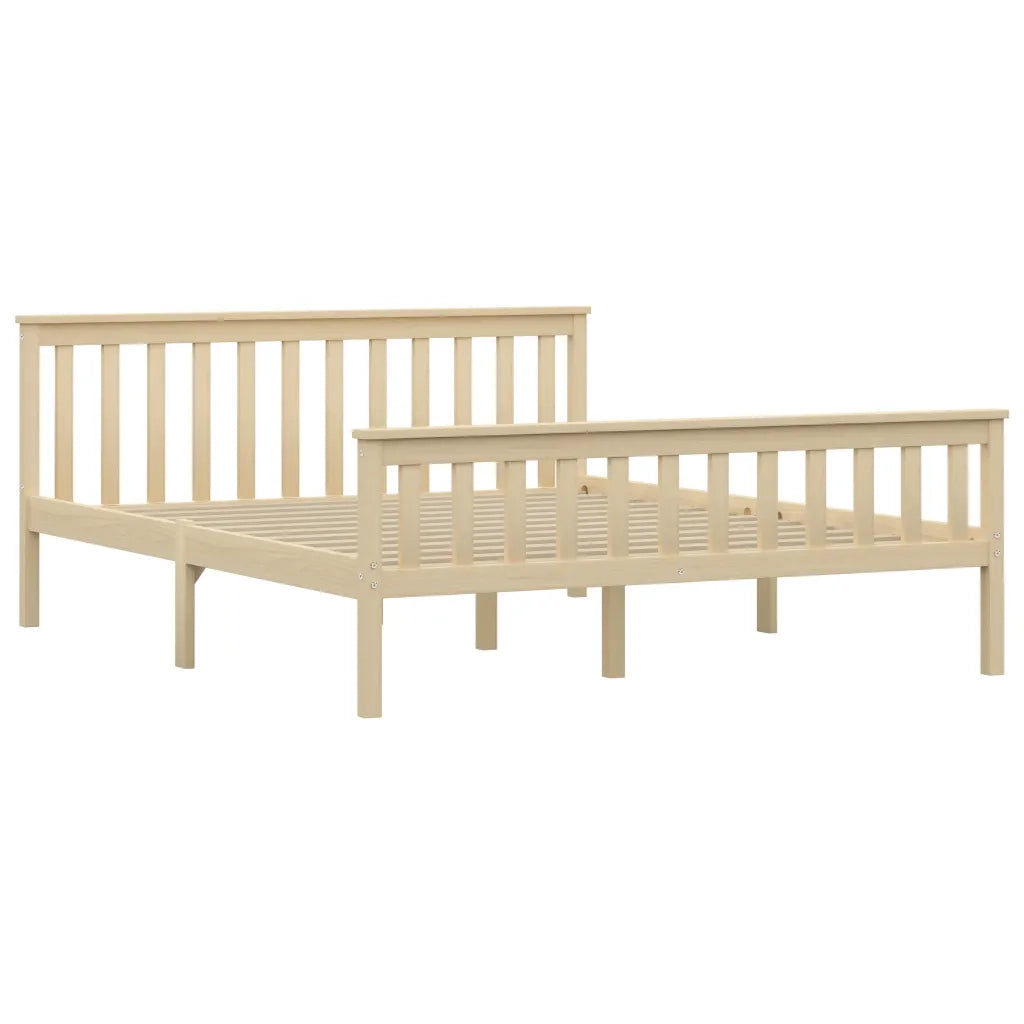 Letto matrimoniale | Letto per adulti | Giroletto senza Materasso Naturale 160x200 cm Legno di Pino