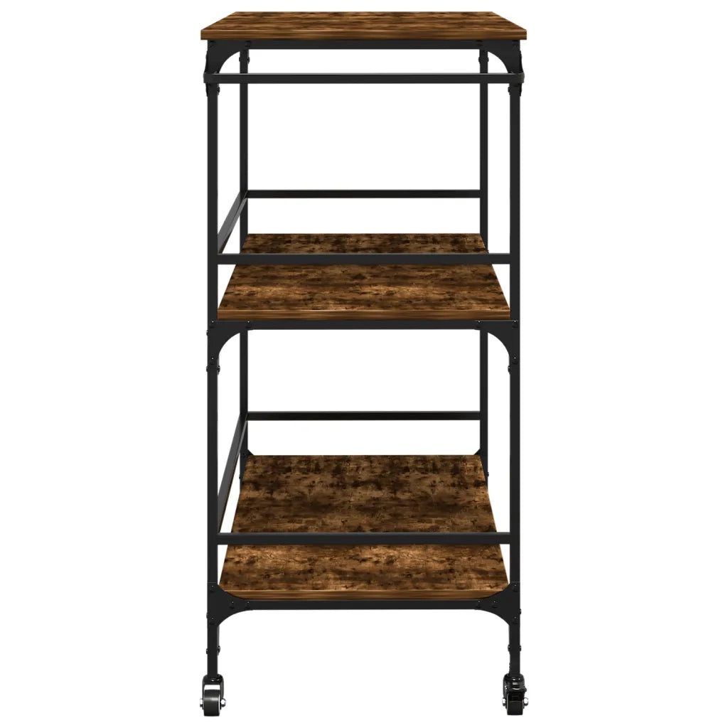 Carrello da Cucina-Scaffale per Cucina Rovere Fumo 100,5x50x105cm Legno Multistrato