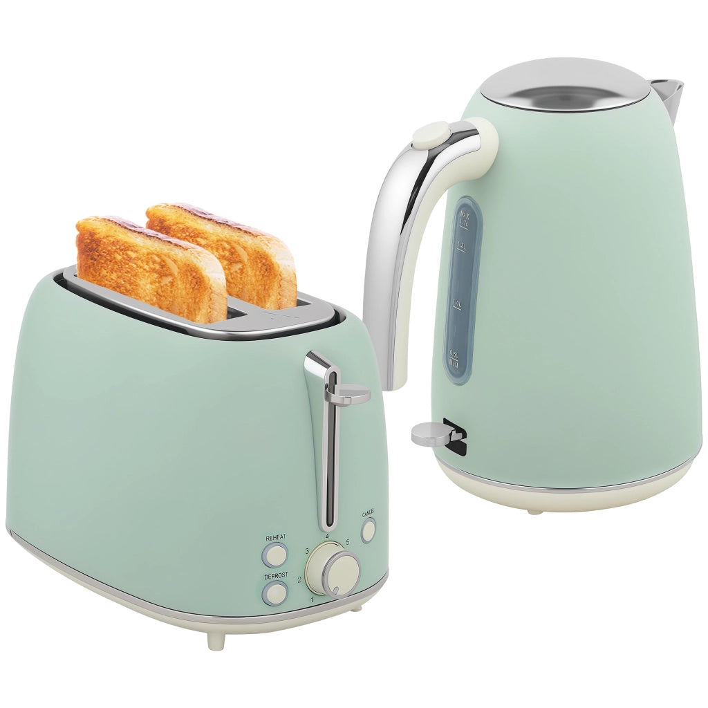 Bollitore e tostapane ¨C zephmum ¨C verde, acciaio inox, 1.7L 2200W