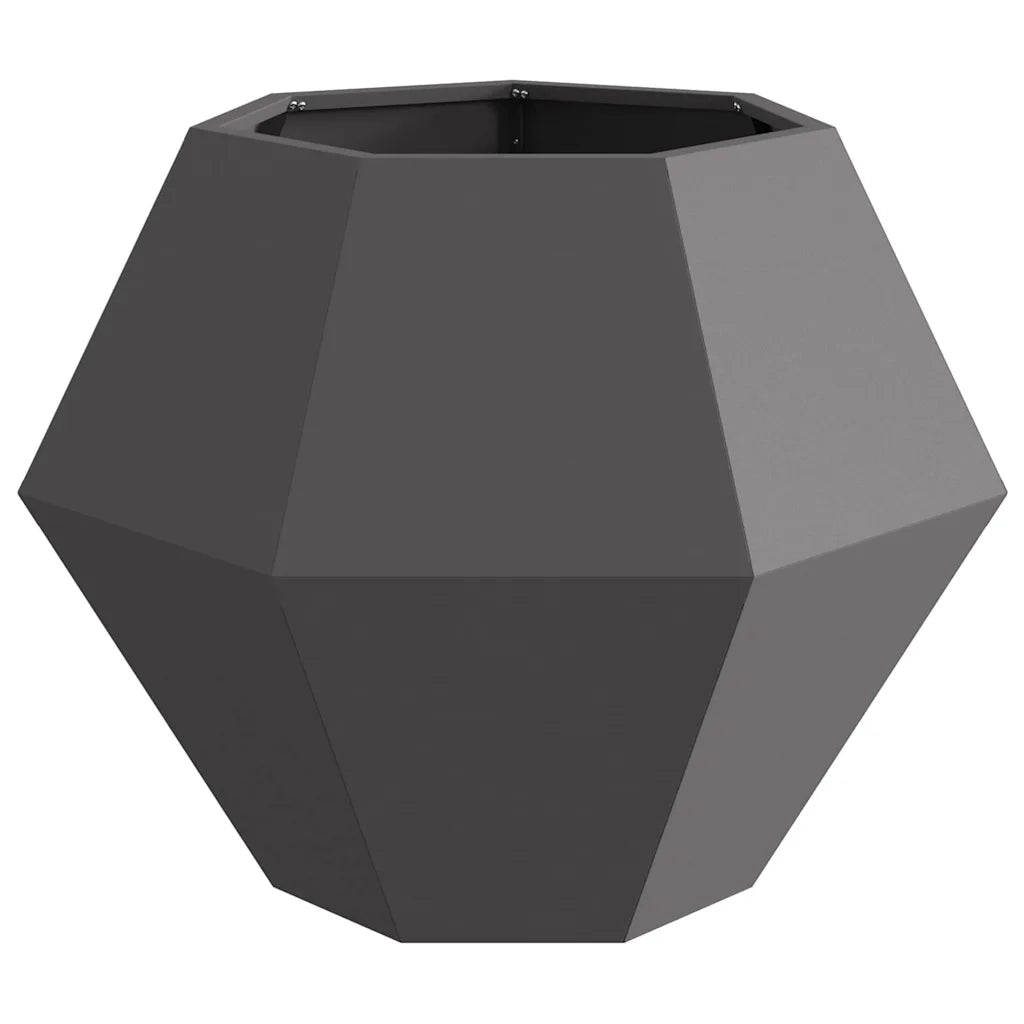 Set di 2 fioriere rettangolari da esterno 75 x 75 x 60 cm design pratico acciaio nero 02_0053105