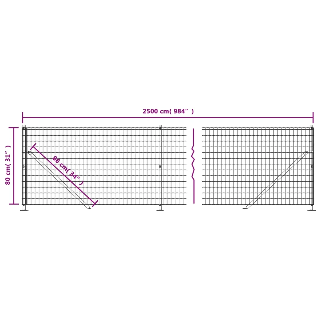 Recinzione Metallica con Flangia Verde 0,8x25 m 154152