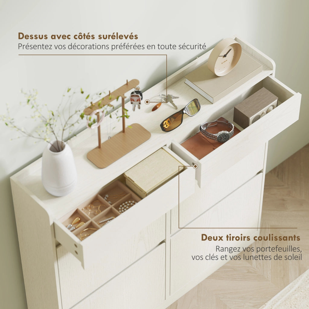 Scarpiera con 8 scomparti e 6 cassetti ¨C zephmum ¨C bianco 98x19x95 cm