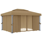 Gazebo con Tende 4x3 cm Grigio Talpa in Alluminio 3067050