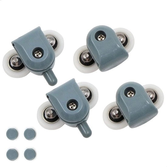 Rulli per doccia a ruote 25 mm - Doppie Ruote - Resistenti allo Sfregamento e Duraturi - Silenziosi - Installazione Facile - Adatti per Porte in Vetro - Rulli per Porte Scorrevoli