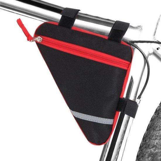 Zak per bicicletta a forma di triangolo con tasca per proteggere l'elettronica da acqua per una guida notturna più sicura - colore rosso