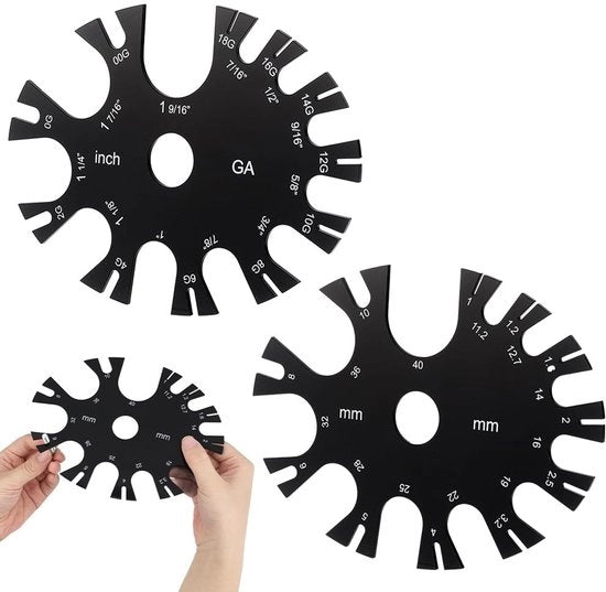 Draadmeterwiel con doppia scala - Precisione alta per la misurazione - Strumento di misura in acrilico - 18G/1,0 mm-40 mm - Fondamentale per la lavorazione di metalli e gioielli - Metrificio