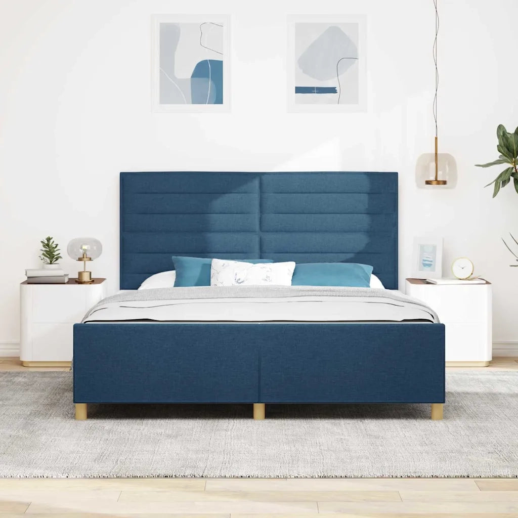 Letto matrimoniale | Letto per adulti | Struttura del letto con testiera Blu 180 x 200 cm Tessuto