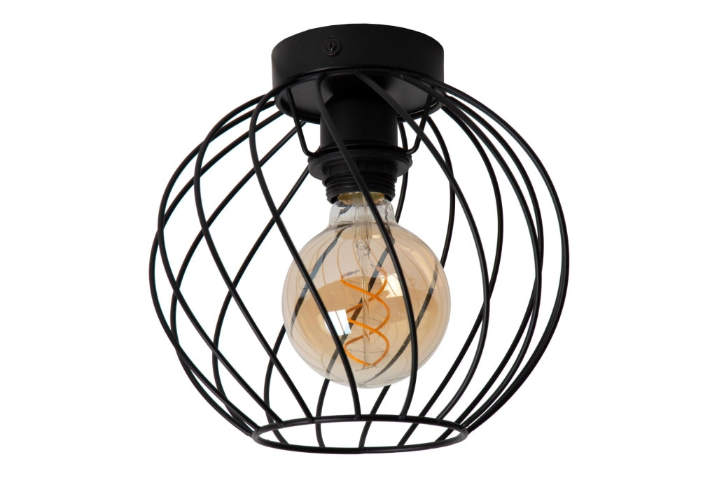 Plafoniera a gabbia nera 25cm Danza E27 40W Lucide