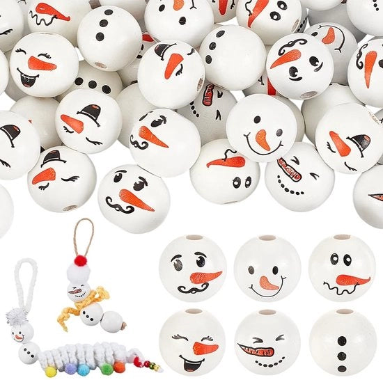 Decorazioni di Natale in legno - 72 pezzi - 20 mm - Popcorn di neve - Accessori per decorazione di Natale - Versatili - Bianche - Decorazioni per albero di Natale