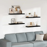 Scaffali a Parete 4 pz Nero Lucido 80x23,5x3,8 cm in MDF 323774