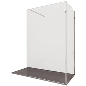 Box Doccia Parete Walk-In 100x100 cm 2 Lati in Cristallo Trasparente 8 mm H195 Bonussi Aurore