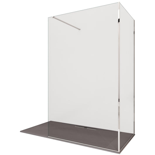 Box Doccia Parete Walk-In 100x100 cm 2 Lati in Cristallo Trasparente 8 mm H195 Bonussi Aurore