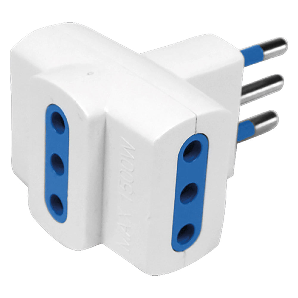 ADATTATORE TRIPLO pr.3 x 2P+T10A - sp.2P+T10A (scatola appendibile)  - NOVAITALIA