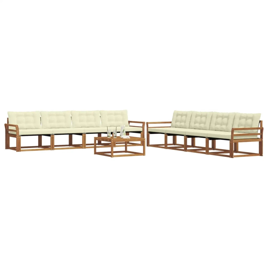 Set di divani da esterno con cuscino 9 pcs Naturale e Crema 3369313