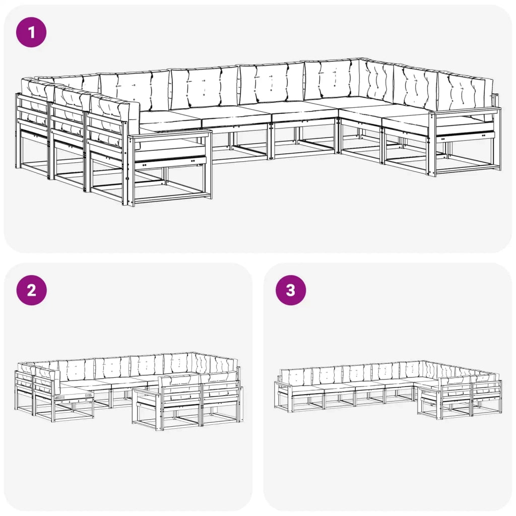 Set di divani da esterno 9 pz Bianco e Antracite 3387041
