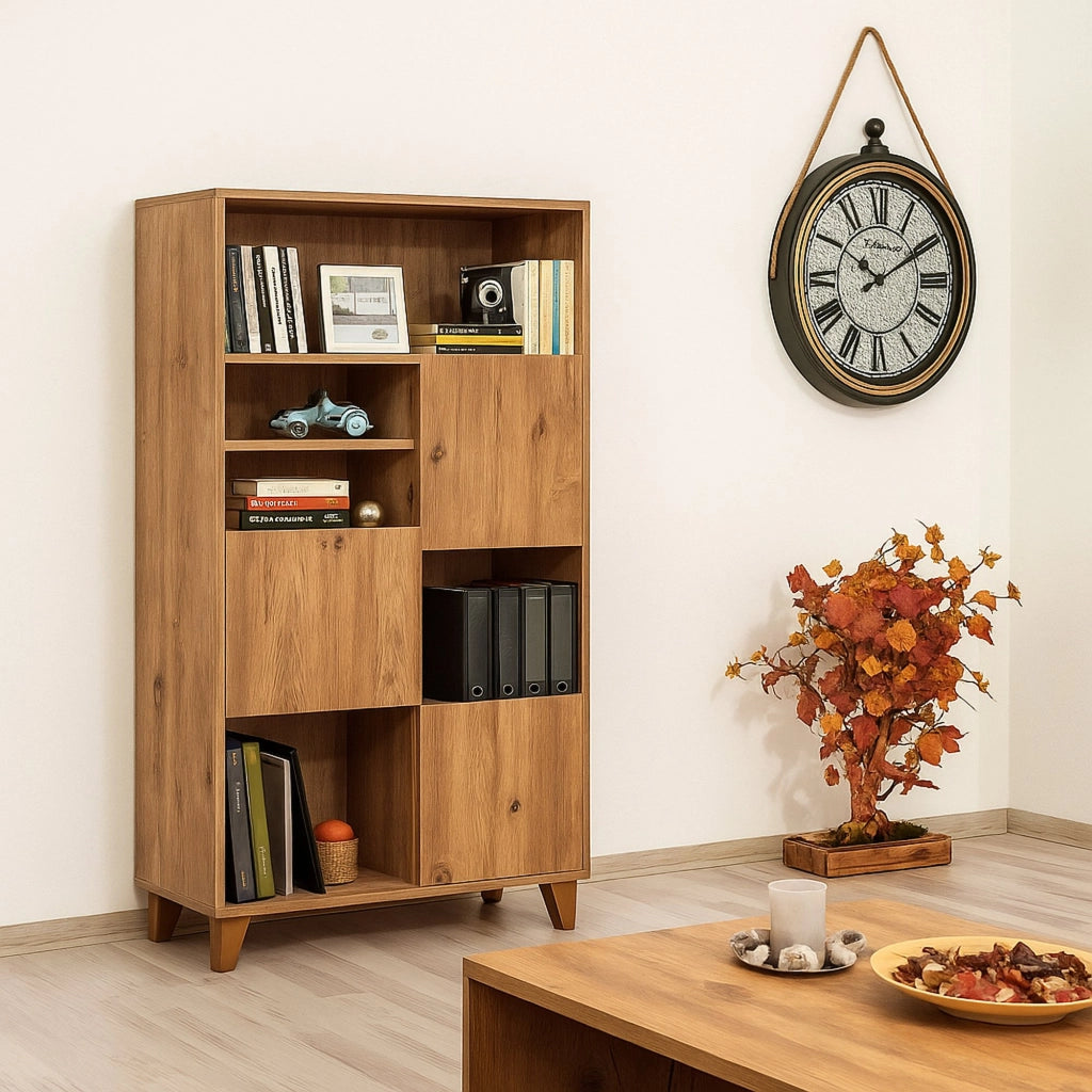 Biblioteca Yasmin, Libreria 5 Ripiani, 80x36x155h cm Marrone Quercia