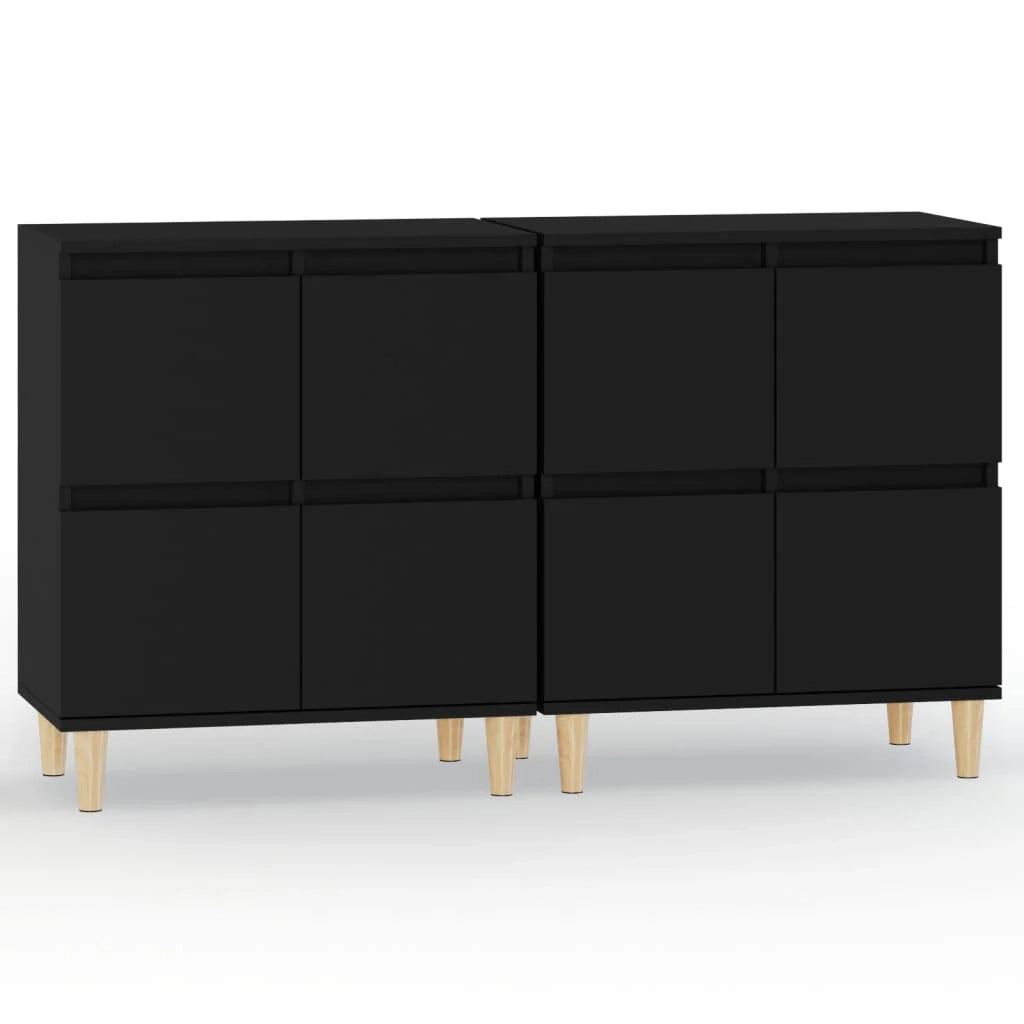 Buffet credenza cassettiera armadio mobile contenitore organizer per cucina soggiorno salotti set da 2 60 x 35 x 70 cm legno ingegnerizzato nero 02_0036922