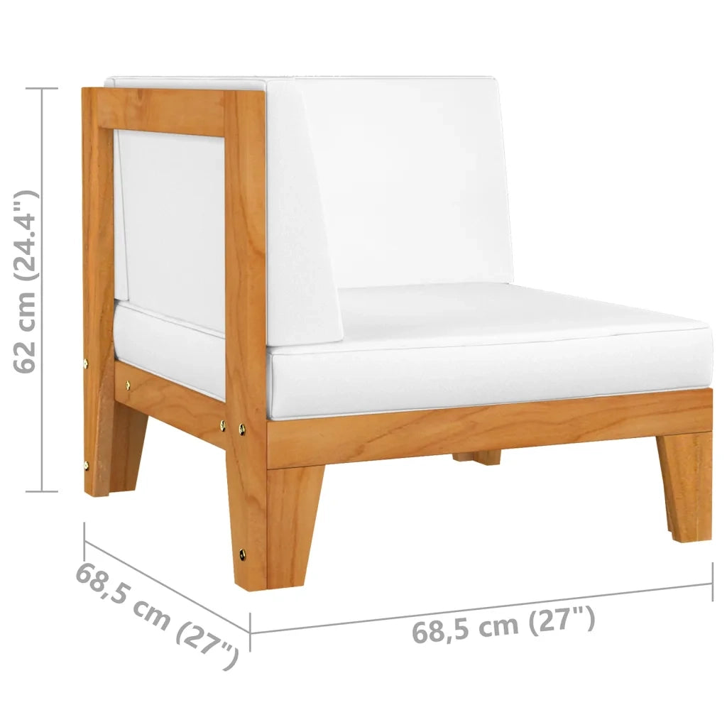 Divano a 2 Posti con Cuscini-Sofa 2 Posti con Cuscini Bianco Crema in Massello di Acacia