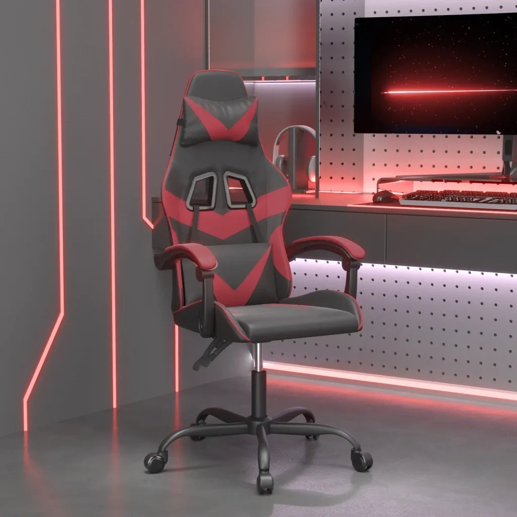 Sedia Gaming | Sedia da e-sports Nero e Rosso Vino in Similpelle