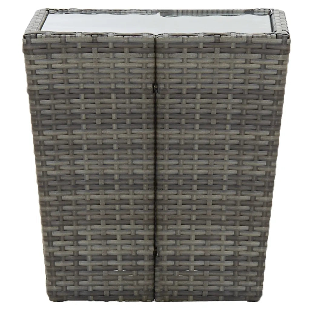 Set Bistrot Giardino 3 pz | Set Salotto da Giardino Polyrattan e Vetro Temperato Grigio