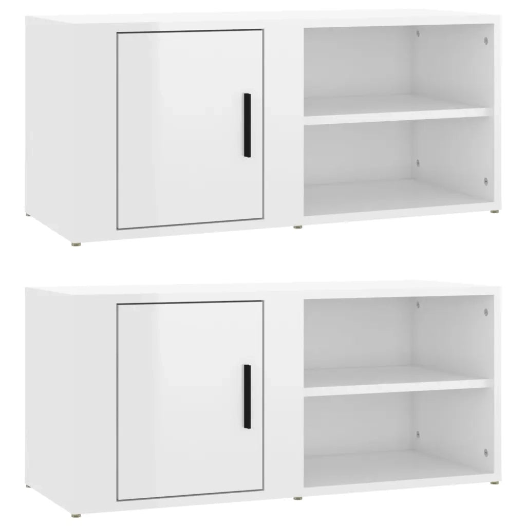 Mobili TV 2 pz Bianco Lucido 80x31,5x36cm in Legno Multistrato 819441