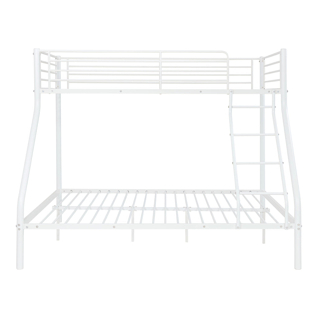 Letto a Castello Sortland a 3 Posti con Barriera Anticaduta e Scaletta 200 x 140/90 cm Metallo - Bianco [neu.haus]
