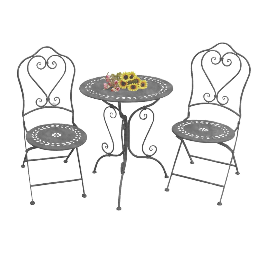 SET BISTROT JEANETTE STRUTTURA IN ACCIAIO IN COLORE BIANCO OSSIDATO